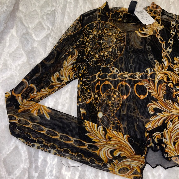 NWT see through chain long sleeve top size small - Picture 3 of 7